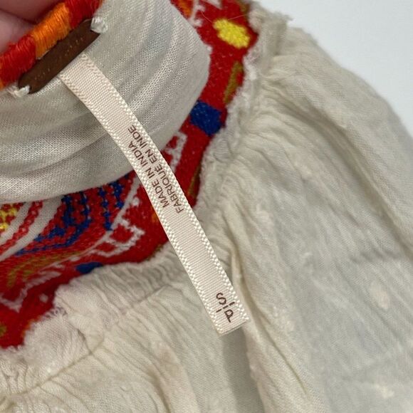 Free People Embroidered Day Glow Mini Open Back Ruffle Peasant Boho Dress - Picture 11 of 12